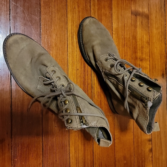 SAM EDELMAN MACKAY Nubuck Combat Booties Size 6- Olive Green - Picture 2 of 13